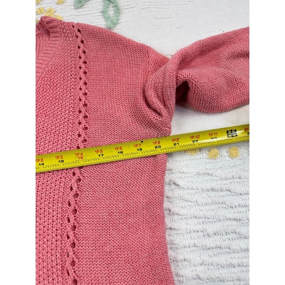 Aeropostale Women's V-Neck Knit Sweater Coral Pink Cable Stitch Medium - Picture 5 of 10